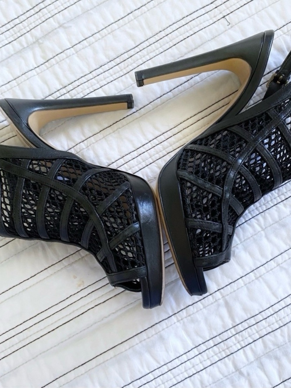 MIU MIU Vintage Heels Peep Toe Style
Black Leather Mesh Platform size 37.5 - Picture 3 of 9